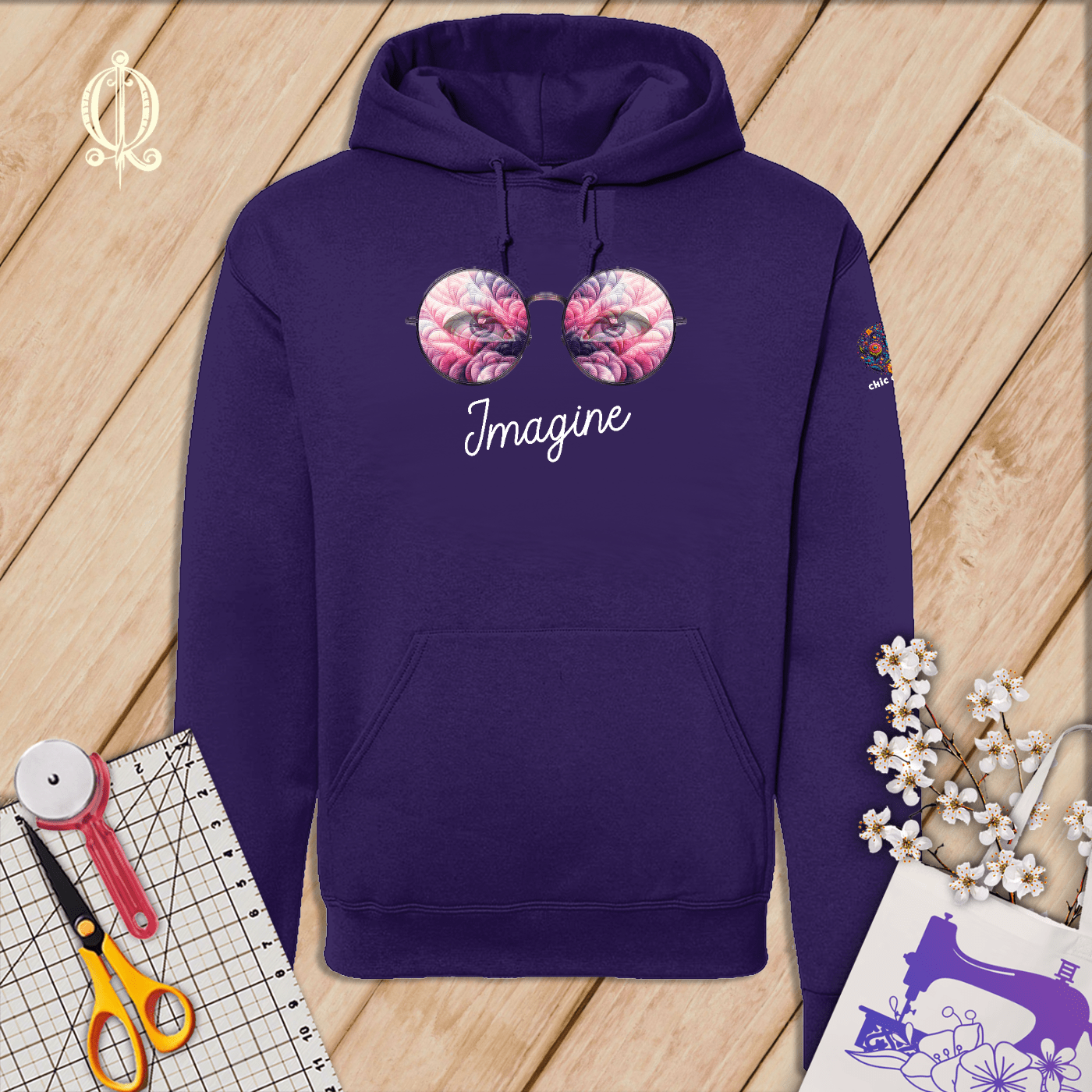 Limited Edition Imagine Pink Quilt Reflection Deep Purple Hoodie