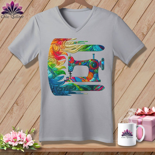MyDesigns Physical Item Athletic Heather / S Gale Force Quilting ~ SuperSoft V-Neck Tee