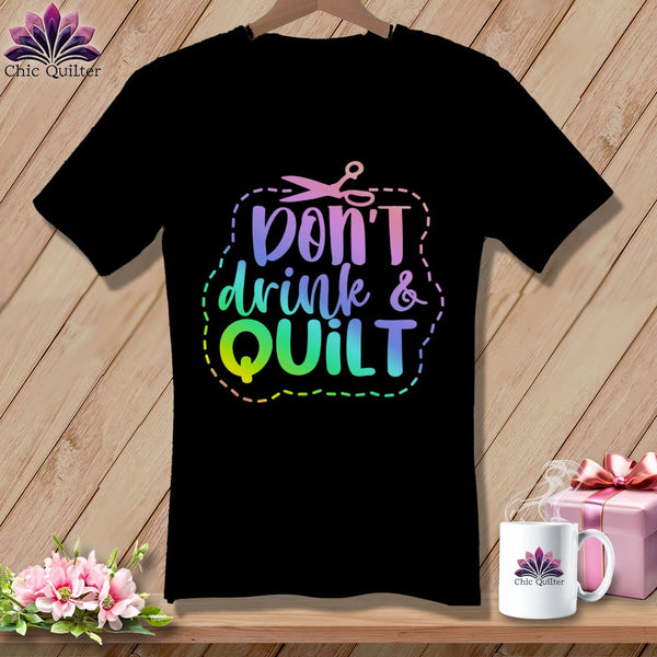 MyDesigns Physical Item Black / S Don't Drink and Quilt ~SuperSoft V-Neck Tee
