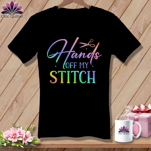 MyDesigns Physical Item Black / S Hands Off My Stitch ~SuperSoft V-Neck Tee