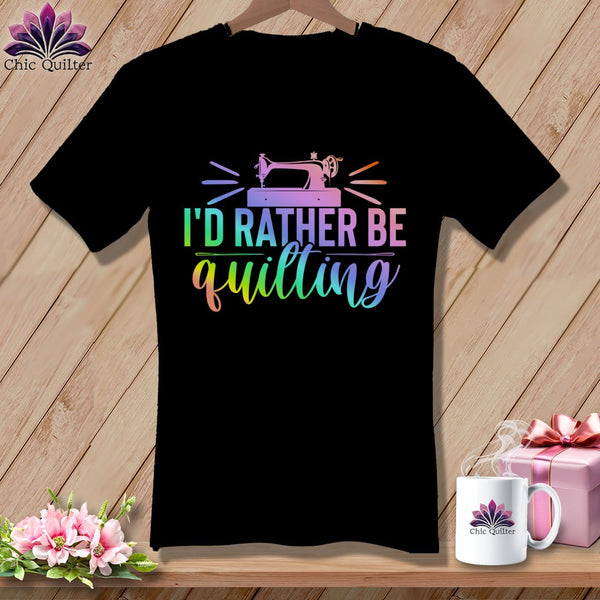 MyDesigns Physical Item Black / S I'd Rather be Quilting ~SuperSoft V-Neck Tee