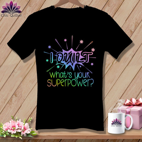 MyDesigns Physical Item Black / S I quilt what's your superpower? ~SuperSoft V-Neck Tee
