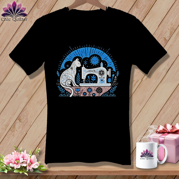 MyDesigns Physical Item Black / S Kitty Cat Quilts ~ SuperSoft V-Neck Tee
