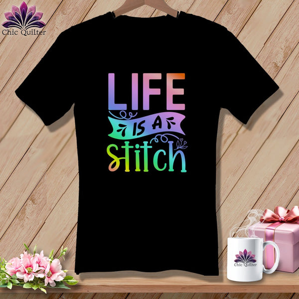 MyDesigns Physical Item Black / S Life is a stitch ~SuperSoft V-Neck Tee