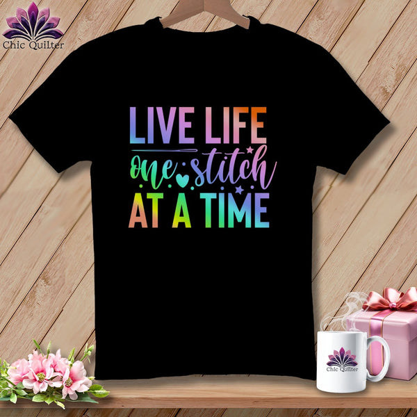 MyDesigns Physical Item Black / S Live Life One Stitch at a Time ~Premium Tee