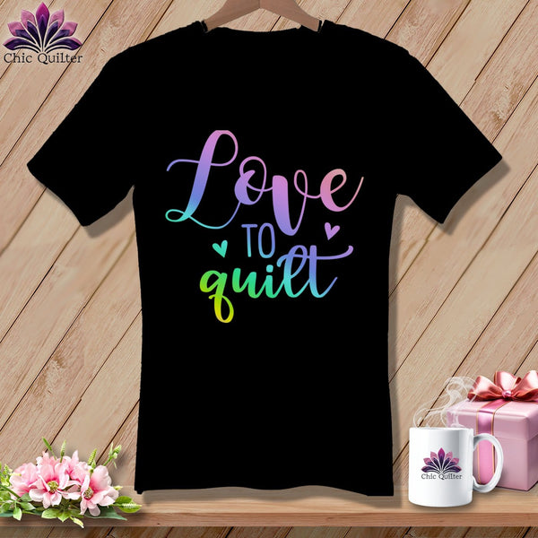 MyDesigns Physical Item Black / S Love To Quilt ~SuperSoft V-Neck Tee