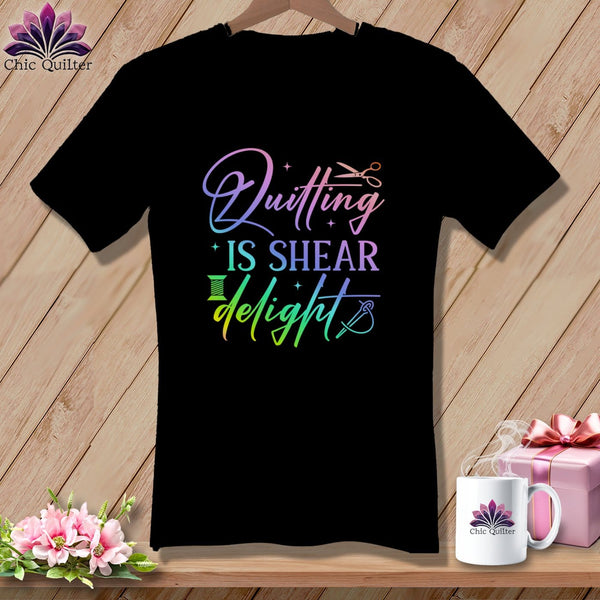 MyDesigns Physical Item Black / S Quilting is Shear Delight ~SuperSoft V-Neck Tee
