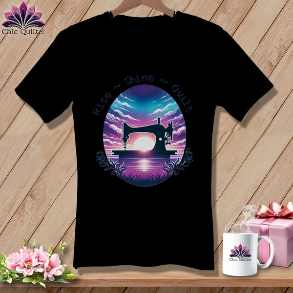 MyDesigns Physical Item Black / S Rise Shine Quilt ~ SuperSoft V-Neck Tee