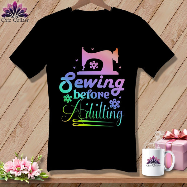 MyDesigns Physical Item Black / S Sewing Before Adulting ~SuperSoft V-Neck Tee