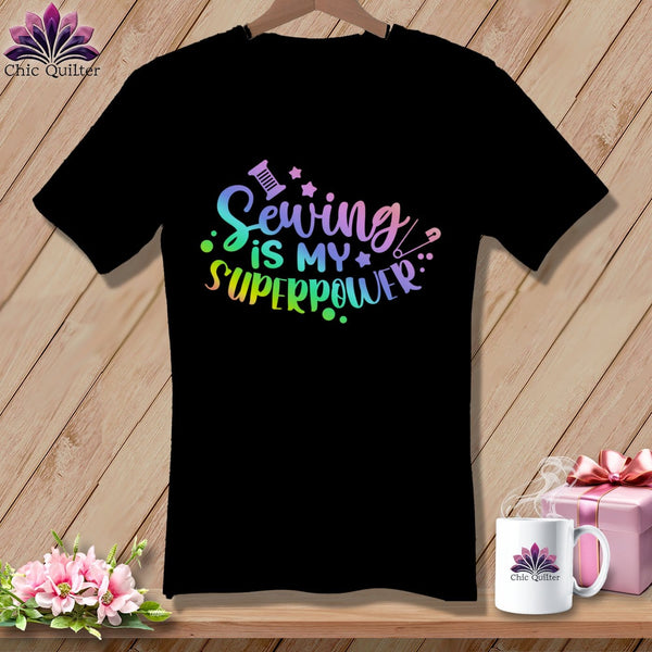 MyDesigns Physical Item Black / S Sewing is My SuperPower ~SuperSoft V-Neck Tee