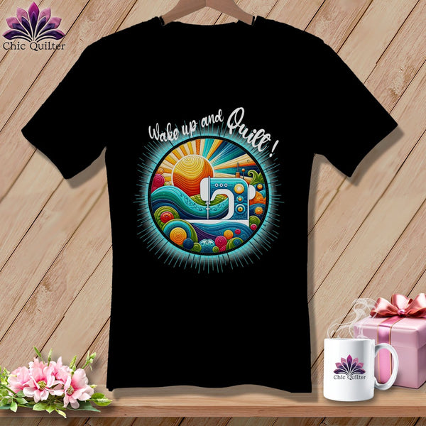 MyDesigns Physical Item Black / S Wake up and Quilt ~ SuperSoft V-Neck Tee