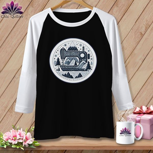MyDesigns Physical Item Black/White / S Peaks Pines and Patches ~ Raglan 3/4 Sleeve Tee