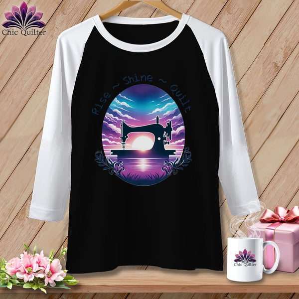 MyDesigns Physical Item Black/White / S Rise Shine Quilt ~ Raglan 3/4 Sleeve Tee