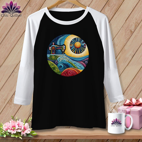 MyDesigns Physical Item Black/White / S Seam Surfing ~ Raglan 3/4 Sleeve Tee