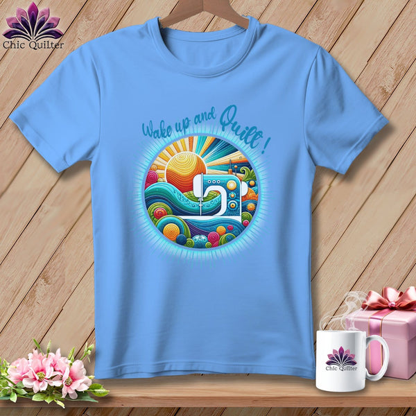 MyDesigns Physical Item Carolina Blue / S Wake up and Quilt ~ SuperSoft Relaxed Fit Tee