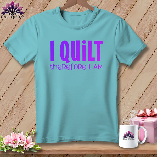 MyDesigns Physical Item Chalky Mint / S I Quilt Therefore I Am ~Premium Tee
