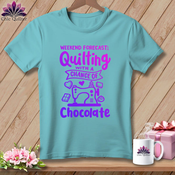 MyDesigns Physical Item Chalky Mint / S Weekend Forecast Quilting With a Chance of Chocolate ~Premium Tee