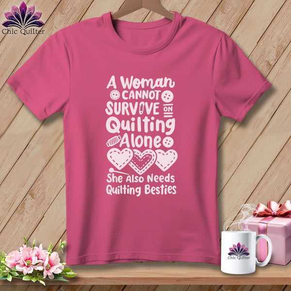 MyDesigns Physical Item Crunchberry / S A Woman Cannot Survive Quilting Alone ~Premium Tee