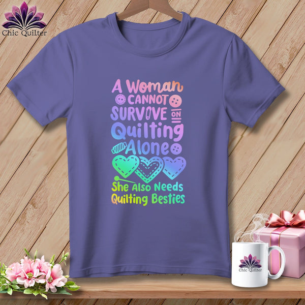 MyDesigns Physical Item Grape / S A Woman Cannot Survive Quilting Alone ~Premium Tee