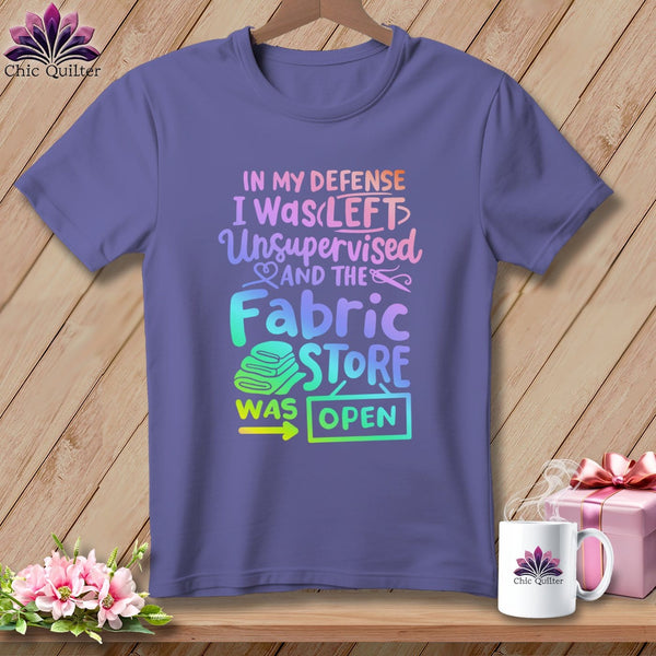 MyDesigns Physical Item Grape / S In My Defence I Was Left Unsupervised and the Fabric Store was Open ~Premium Tee