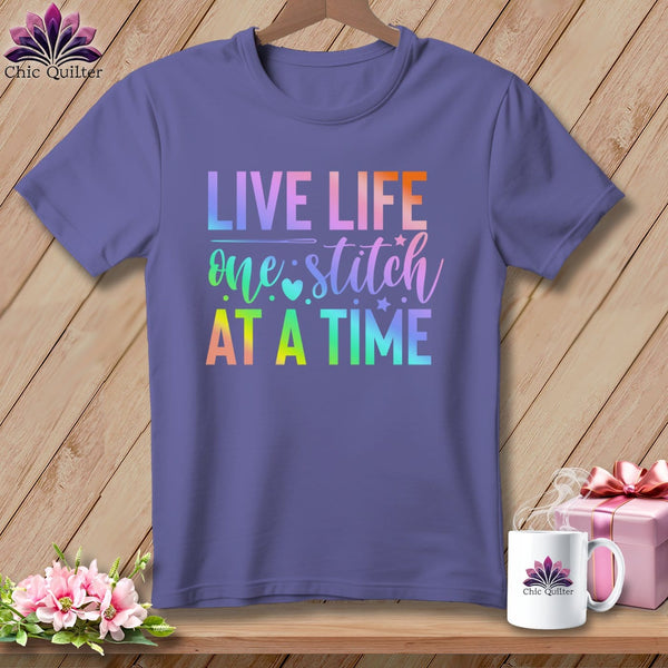 MyDesigns Physical Item Grape / S Live Life One Stitch at a Time ~Premium Tee
