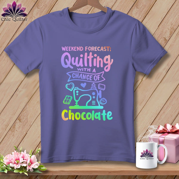 MyDesigns Physical Item Grape / S Weekend Forecast Quilting With a Chance of Chocolate ~Premium Tee