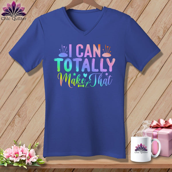 MyDesigns Physical Item Heather True Royal / S I Can Totally Make That ~SuperSoft V-Neck Tee