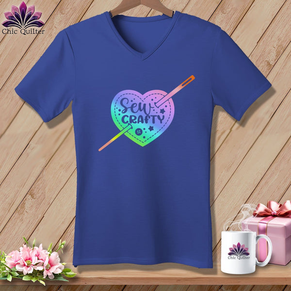 MyDesigns Physical Item Heather True Royal / S Sew Crafty ~SuperSoft V-Neck Tee