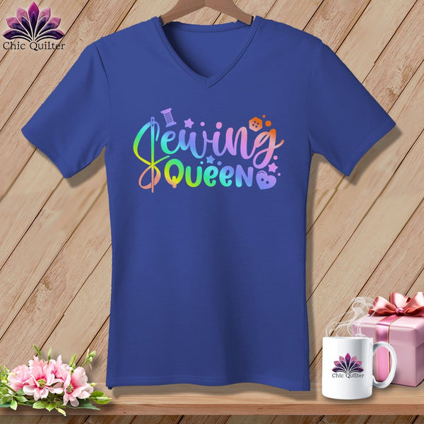 MyDesigns Physical Item Heather True Royal / S Sewing Queen ~SuperSoft V-Neck Tee