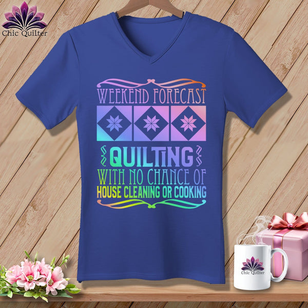 MyDesigns Physical Item Heather True Royal / S Weekend Forecast ~SuperSoft V-Neck Tee