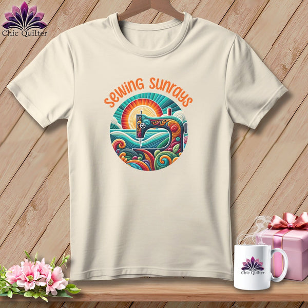 MyDesigns Physical Item Natural / S Sewing Sunrays ~ SuperSoft Relaxed Fit Tee