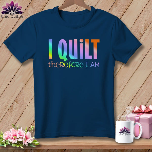 MyDesigns Physical Item Navy / S I Quilt Therefore I Am ~Premium Tee