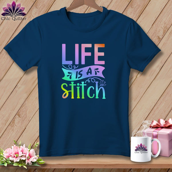 MyDesigns Physical Item Navy / S Life is a stitch ~Premium Tee