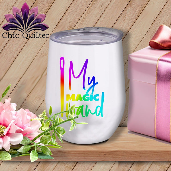MyDesigns Physical Item Rainbow Print / White / 12 oz My Magic Wand ~ 12oz Wine Tumbler with Lid