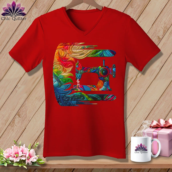 MyDesigns Physical Item Red / S Gale Force Quilting ~ SuperSoft V-Neck Tee