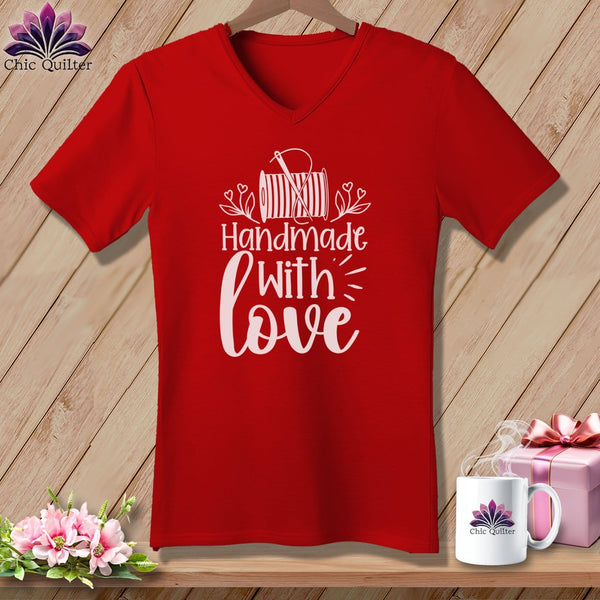 MyDesigns Physical Item Red / S Handmade with Love ~SuperSoft V-Neck Tee