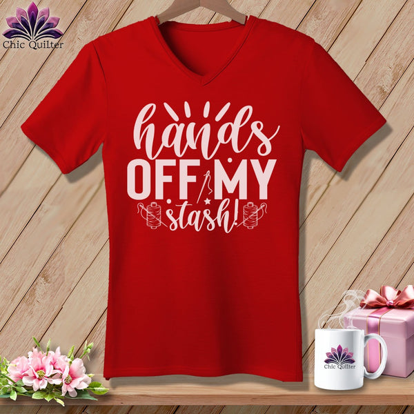 MyDesigns Physical Item Red / S Hands Off My Stash ~SuperSoft V-Neck Tee