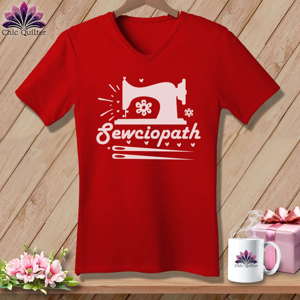 MyDesigns Physical Item Red / S Sewciopath ~SuperSoft V-Neck Tee