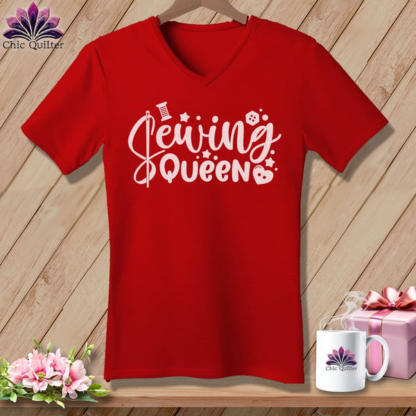 MyDesigns Physical Item Red / S Sewing Queen ~SuperSoft V-Neck Tee