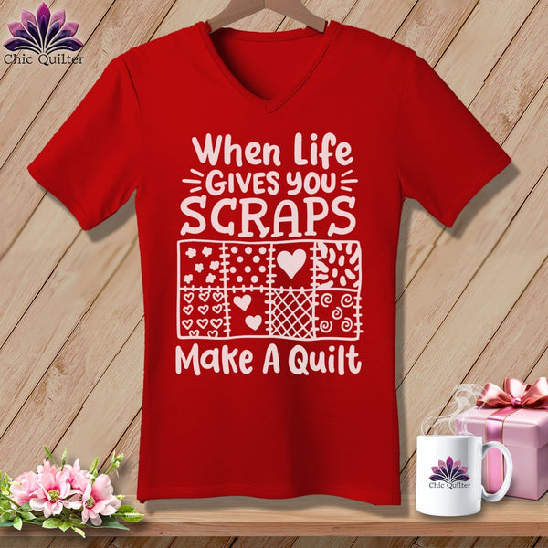 MyDesigns Physical Item Red / S When Life Gives You Scraps ~SuperSoft V-Neck Tee