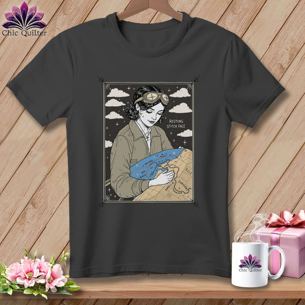 MyDesigns Physical Item S / Asphalt Amelia SewHearts - Resting Stitch Face ~ Relaxed Fit Tee