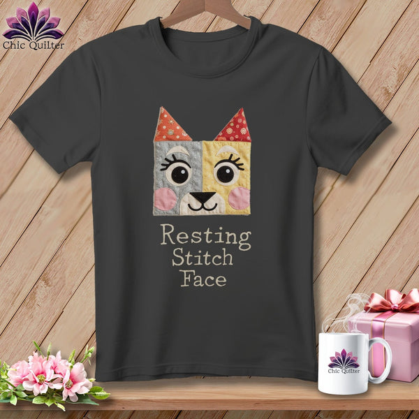 MyDesigns Physical Item S / Asphalt Bowow - Resting Stitch Face ~ Relaxed Fit Tee