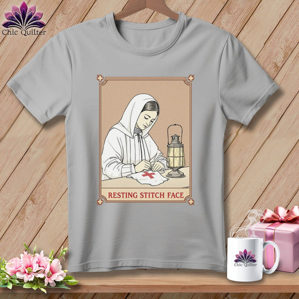 MyDesigns Physical Item S / Athletic Heather Florence Needle-Gale - Resting Stitch Face ~ Relaxed Fit Tee