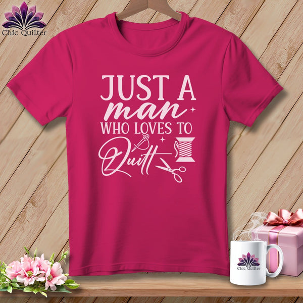 MyDesigns Physical Item S / Berry Just a Man Who Loves to Quilt ~ Relaxed Fit Tee