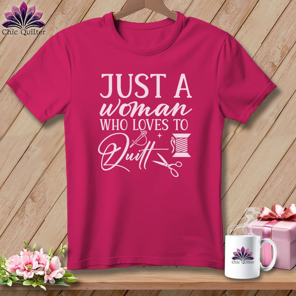 MyDesigns Physical Item S / Berry Just a Woman Who Loves to Quilt ~ Relaxed Fit Tee