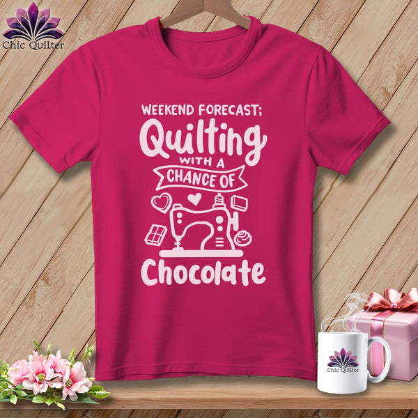 MyDesigns Physical Item S / Berry Weekend Forecast Quilting With a Chance of Chocolate ~ Relaxed Fit Tee