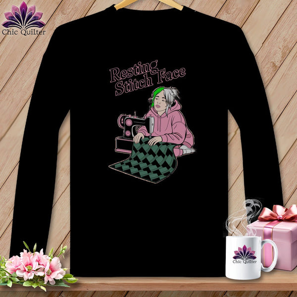MyDesigns Physical Item S / Black Bias Billie - Resting Stitch Face ~ Long Sleeve Tee