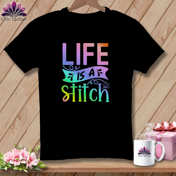 MyDesigns Physical Item S / Black Life is a stitch ~ Relaxed Fit Tee