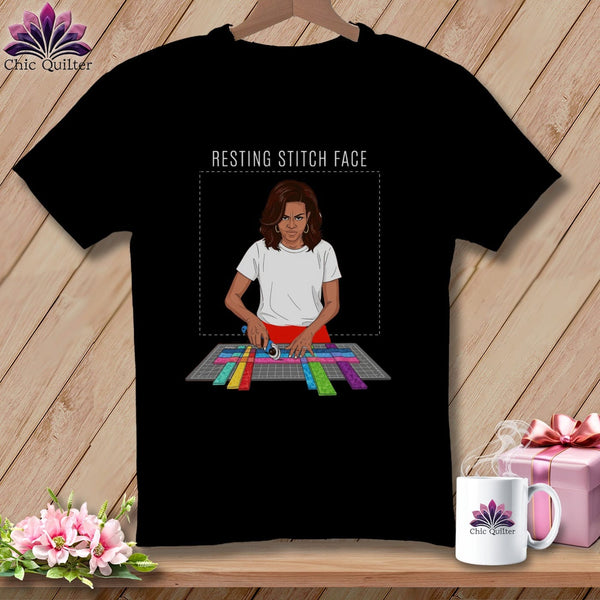 MyDesigns Physical Item S / Black Mich Sew - Resting Stitch Face ~ Relaxed Fit Tee