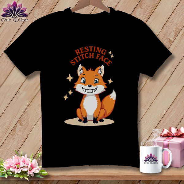 MyDesigns Physical Item S / Black Silly Fox - Resting Stitch Face ~ Relaxed Fit Tee